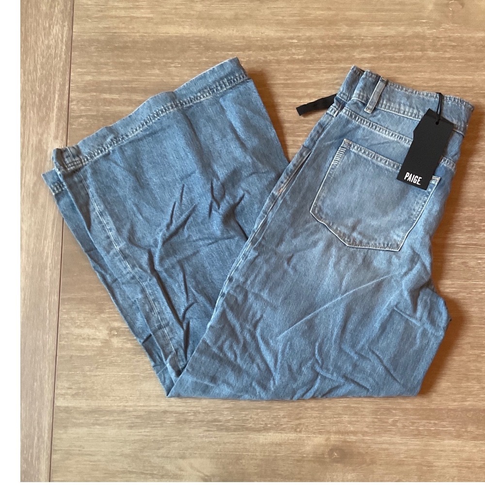 PAIGE Cameron Wide W/ Wide Wb+Welt Stitch Through Pockets Jeans Lt Blue  10 NWT - Picture 5 of 8